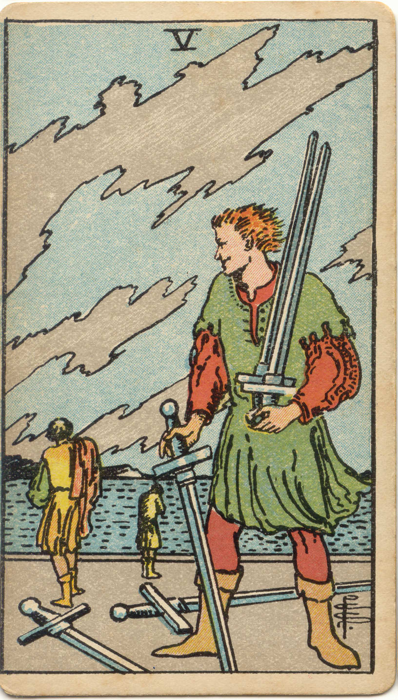Kılıçların Beşlisi Tarot Kartı